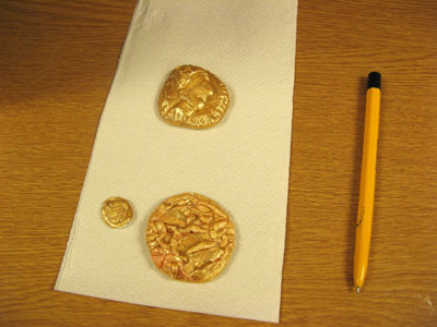 Some of the Roman Coins made during the workshop!